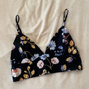 Forever 21 Black Floral Bralette Top